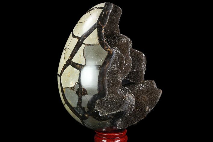 Septarian Dragon Egg Geode - Black Crystals #96718
